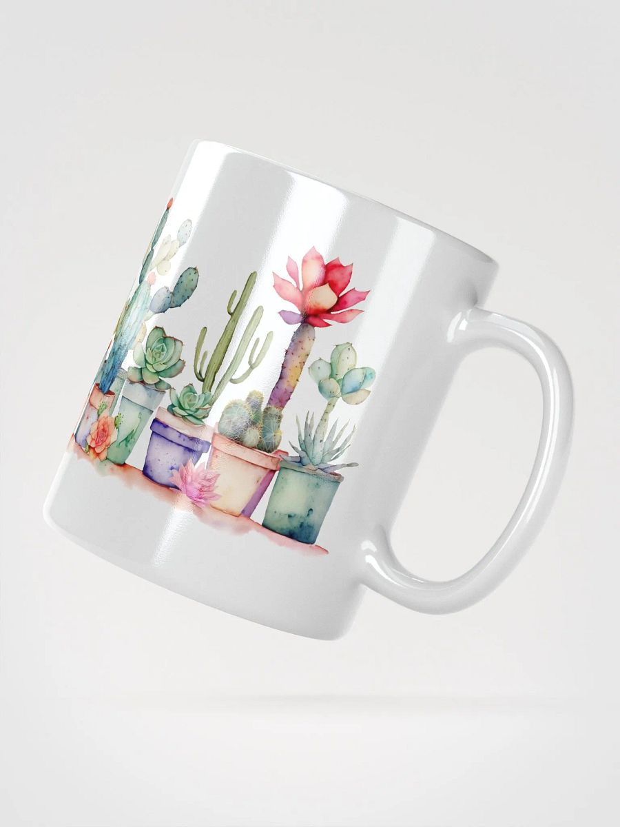 Colorful Potted Cacti And Succulents White Glossy Mug product image (4)