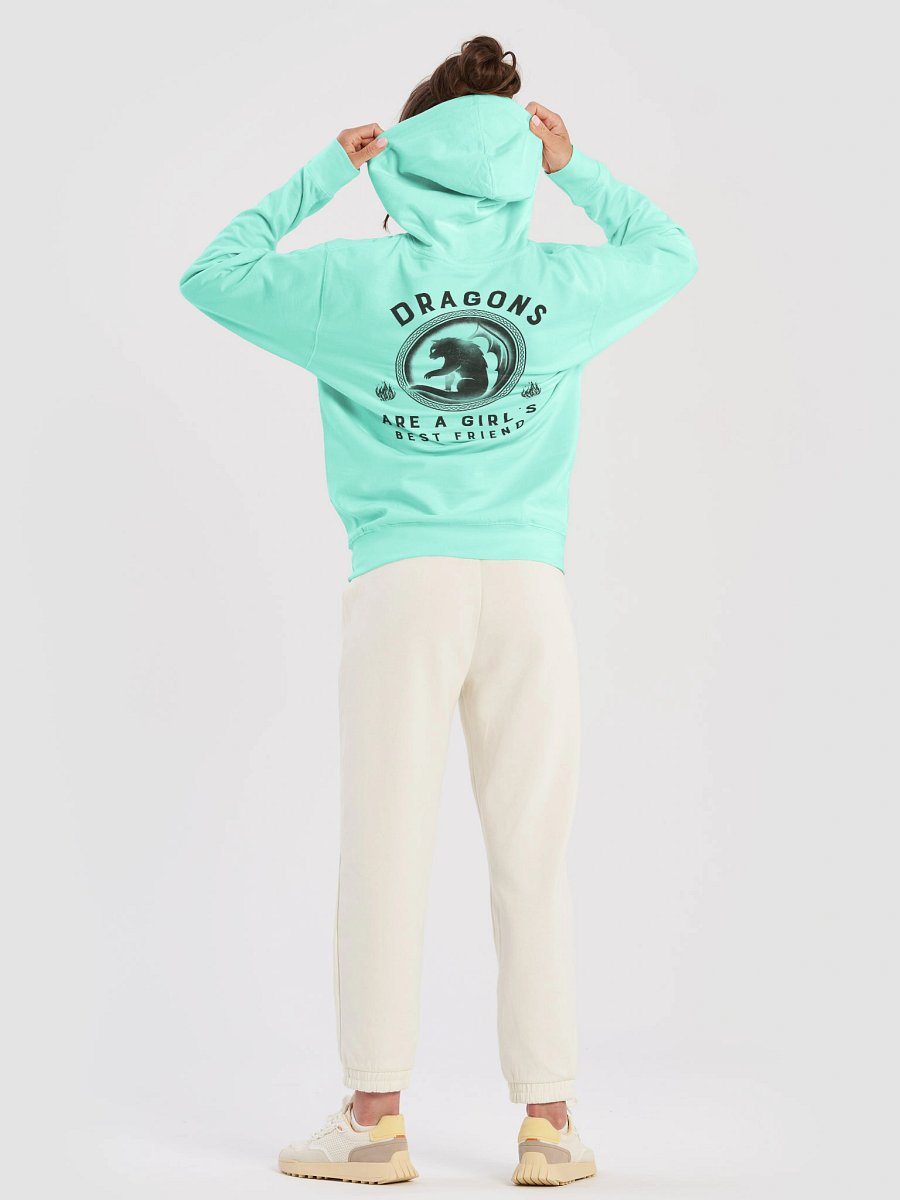 Dragons Are A Girl's Best Friend Dragon Cat Girl Woman Friendship Hoodie 2 product image (7)