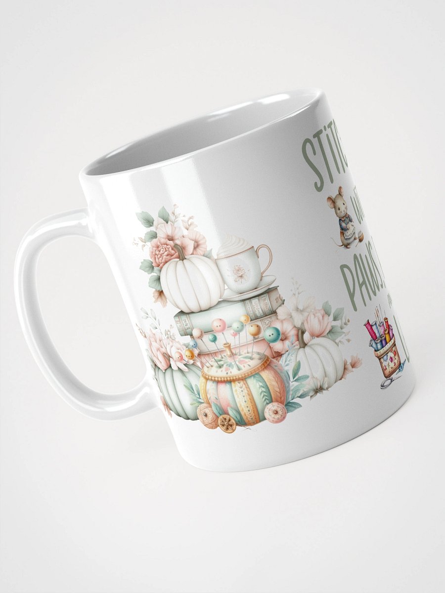 Whimsical Stitching with Paws Pages Latte Autumn Mug product image (5)