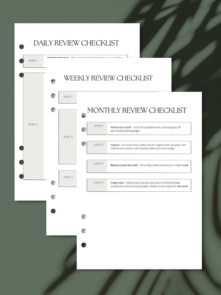 Monthly, Weekly, and Daily Review Checklists | A5 Printable product image (1)
