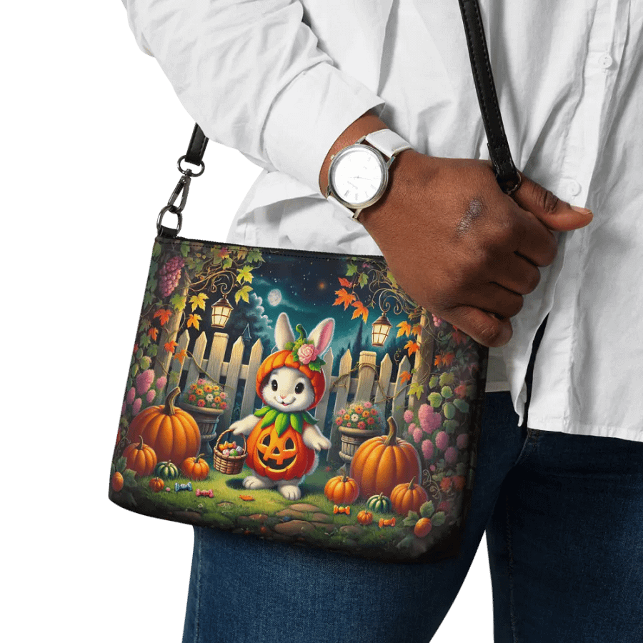 Bunny Rabbit Pumpkin Patch Crossbody Bag - Halloween Purse product image (11)