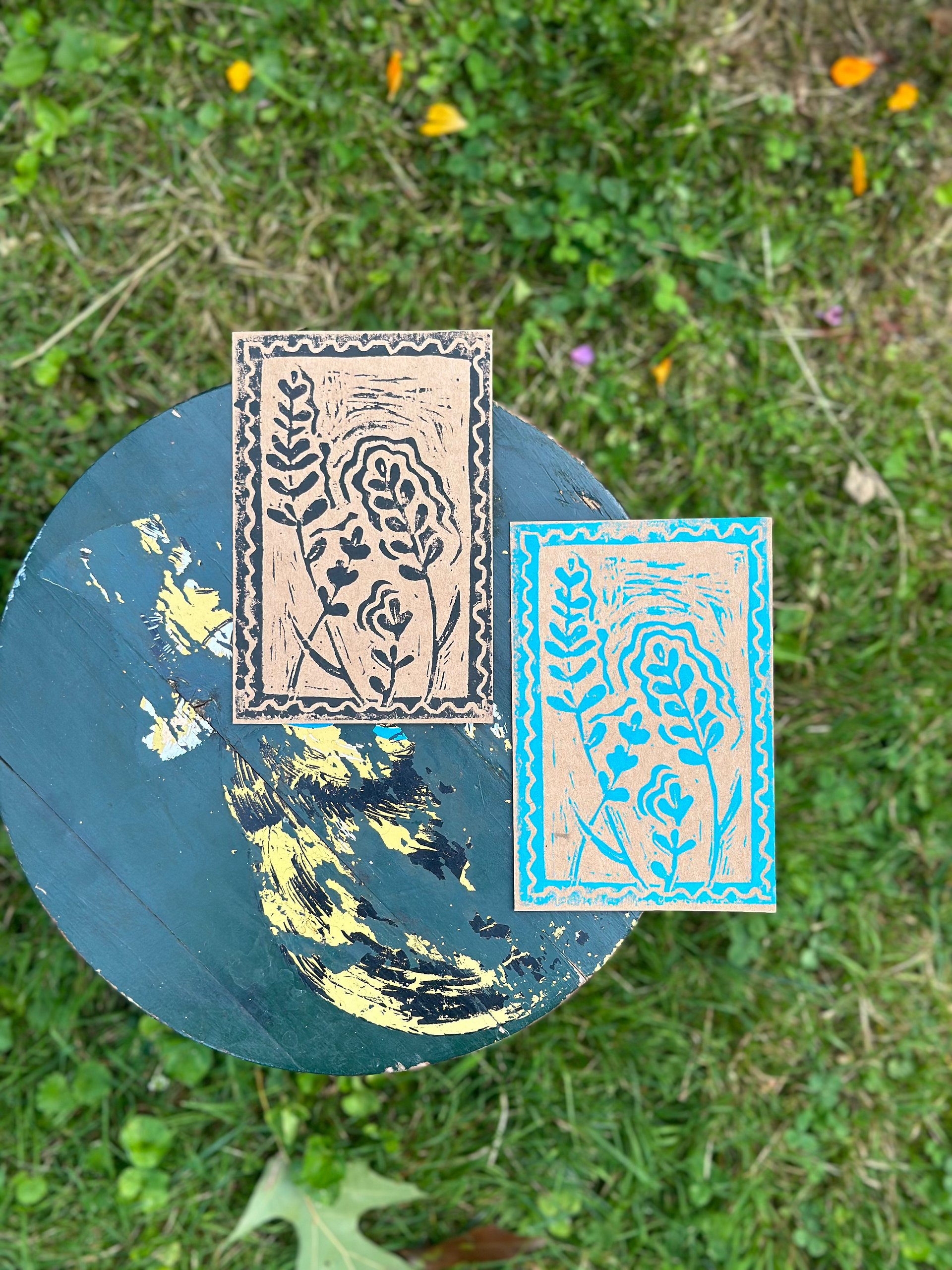 Lavender Block Print Greeting Card (Blank) product image (1)