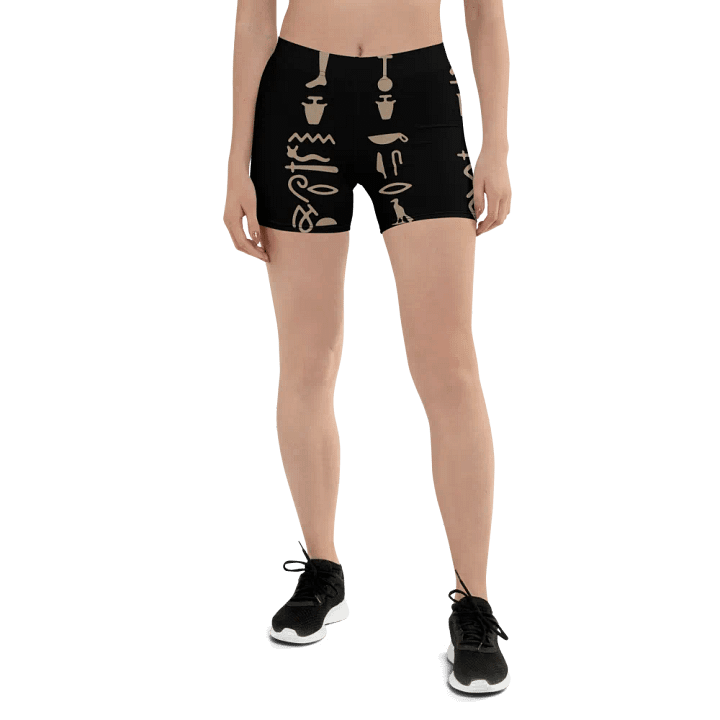 Isis Black Hieroglyphs All-Over Print Shorts product image (1)