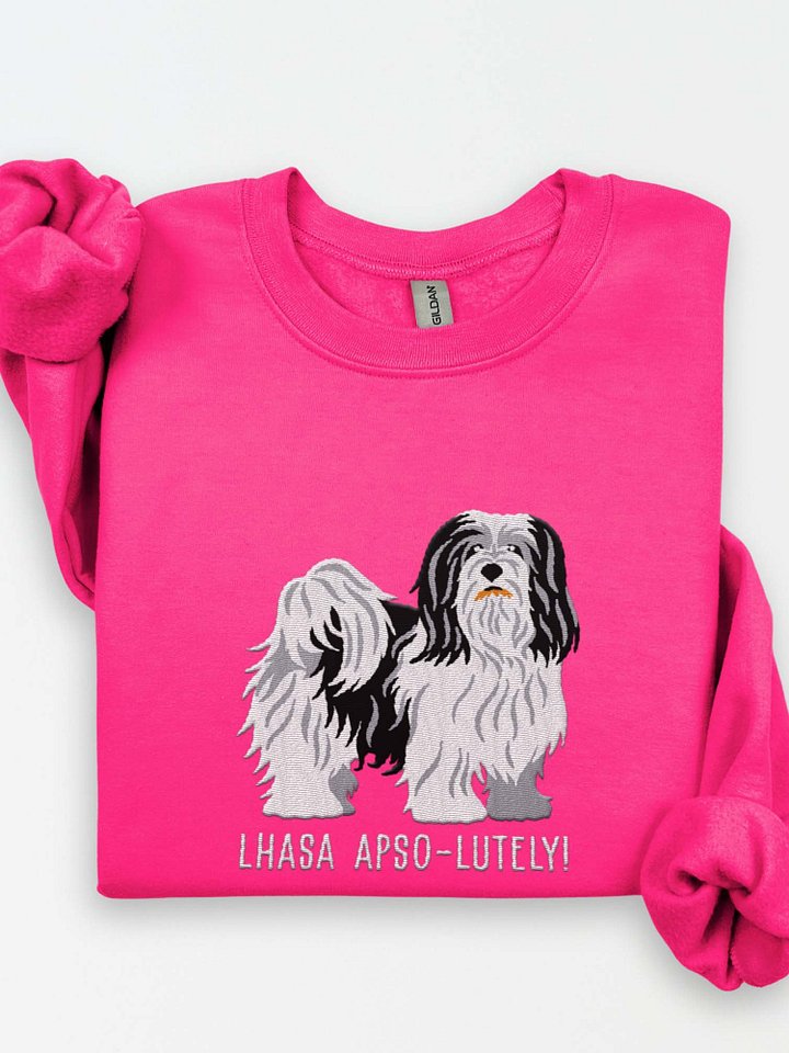 Lhasa Apso-lutely Sweatshirt (Embroidered) of a Lhasa Apso(Black & White) product image (1)