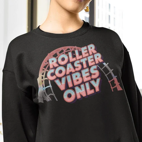 ICYMI: Roller Coaster Vibes Crewneck Sweatshirt, Amusement Park Apparel, Fun Gift, Unisex Sweater, Cozy Fashion, Retro Graphi...