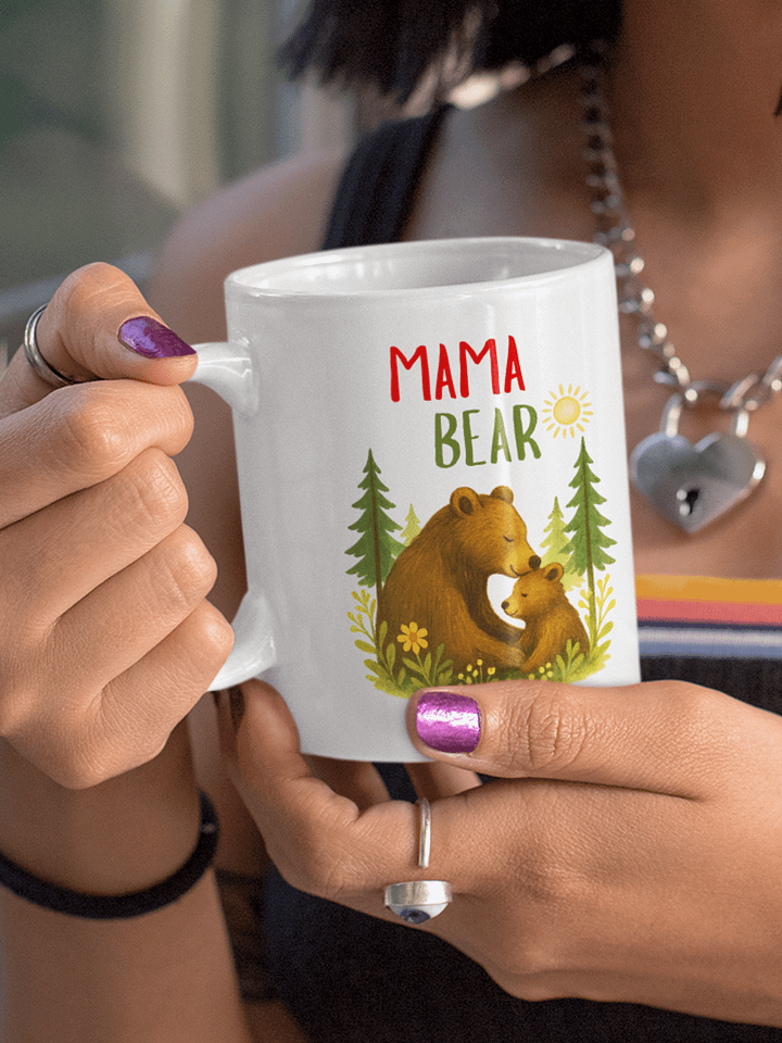 Mama Bear Mug – Ceramic Coffee Cup for Nature-Loving Moms product image (1)