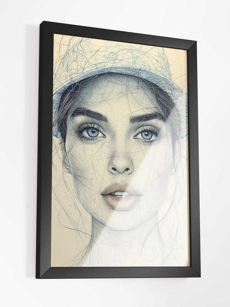 Blue Muse: Minimalist Portrait Art Print with Vintage Elegance product image (3)