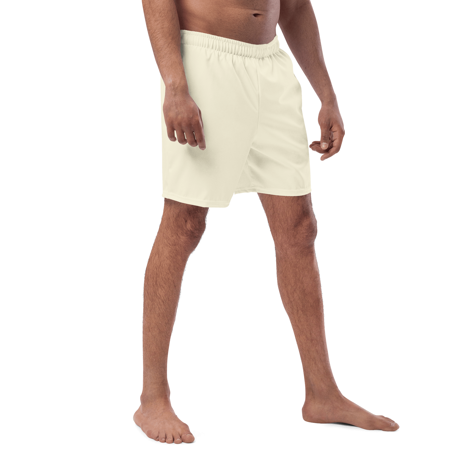 Off White Beige Solid Color Men's Swim Trunks product image (5)