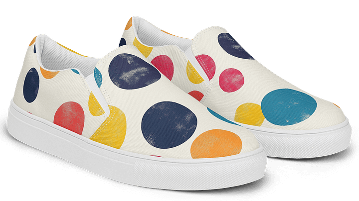 Polka Dot Illusion Vintage Retro Men's Slip-On Canvas Shoes product image (2)