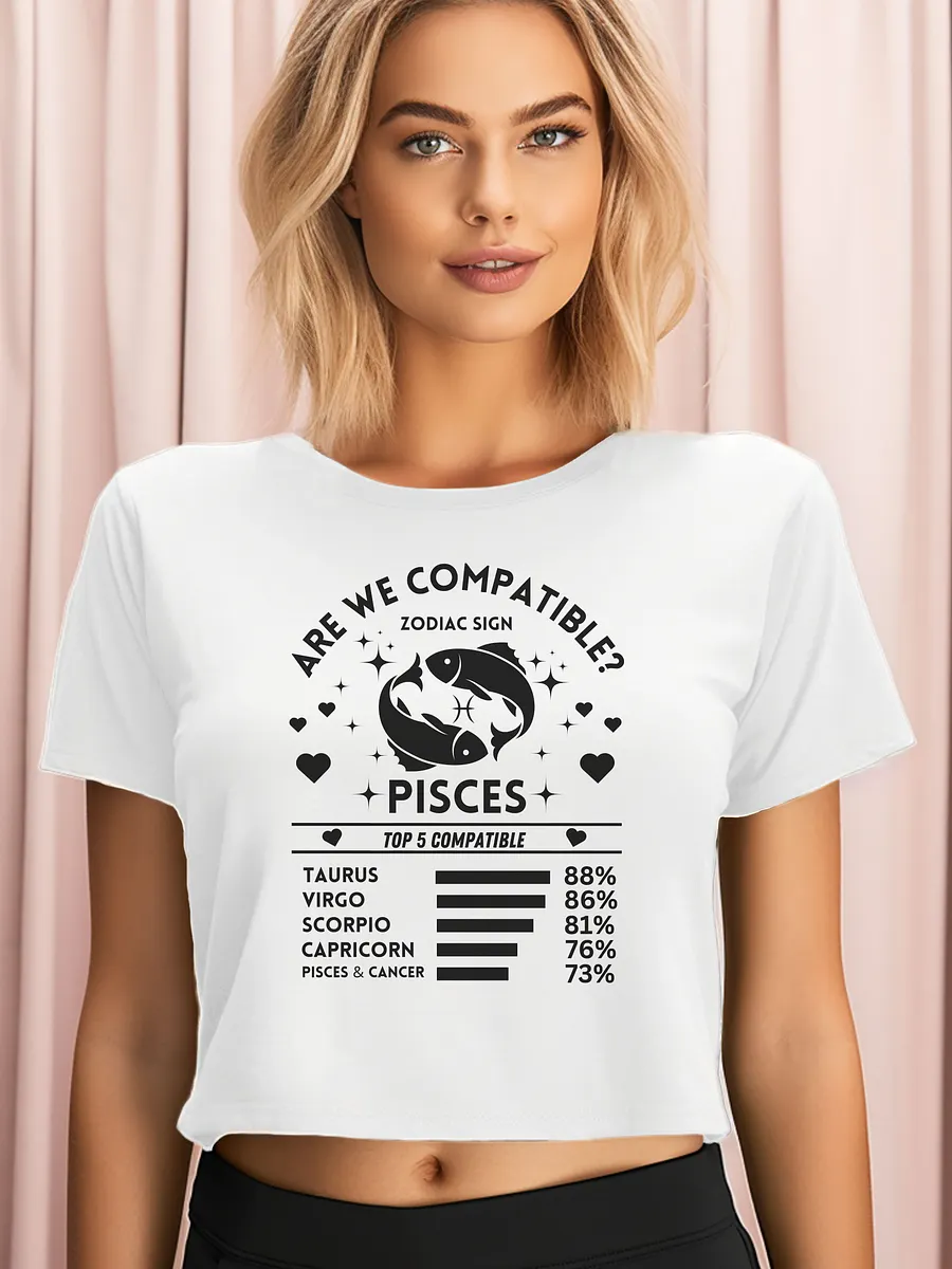 Pisces Zodiac Sign Romantic Compatibility - Light Colors - AS Colour Women's Premium Crop Top product image (1)