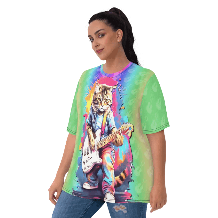 Cool Cat Play Guitar All Over Print T-shirt product image (10)