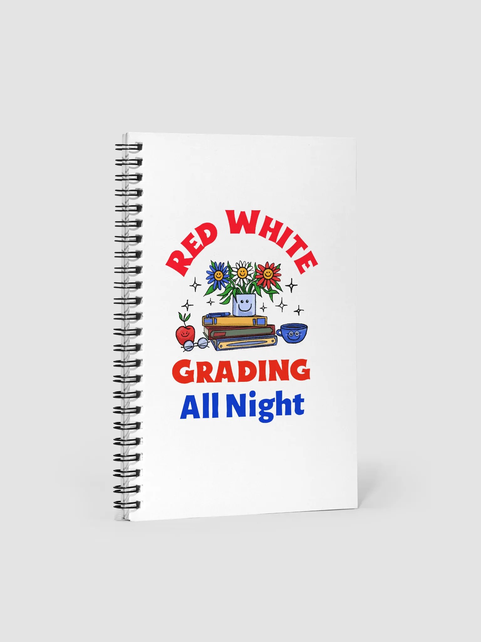Red White All Night Spiral Notebook product image (1)