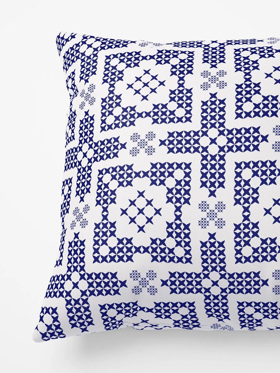 Blue & White Cross Stitch Traditional Motif Pillow product image (3)