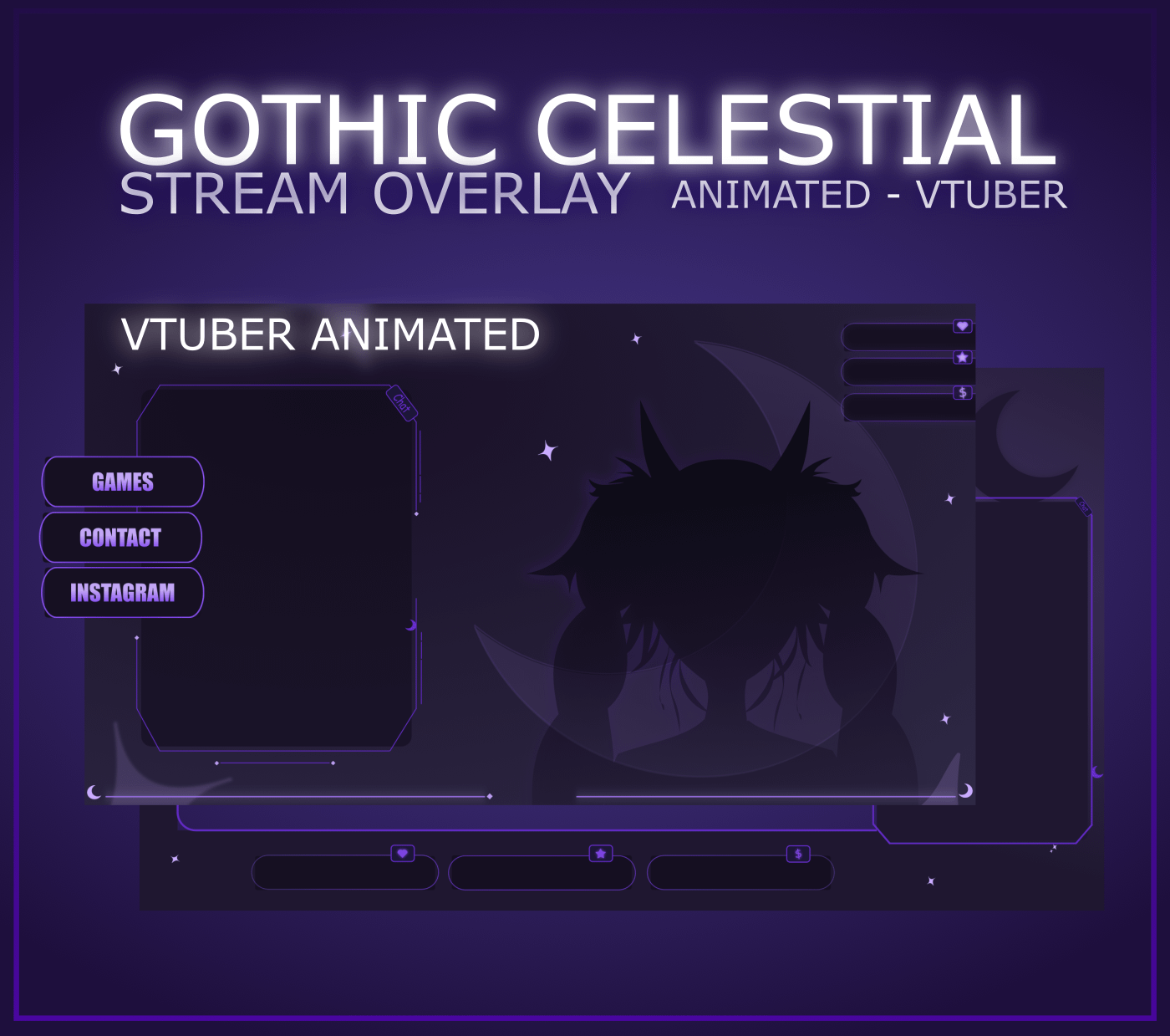 Gothic VTUBER Stream Overlay Animated product image (1)