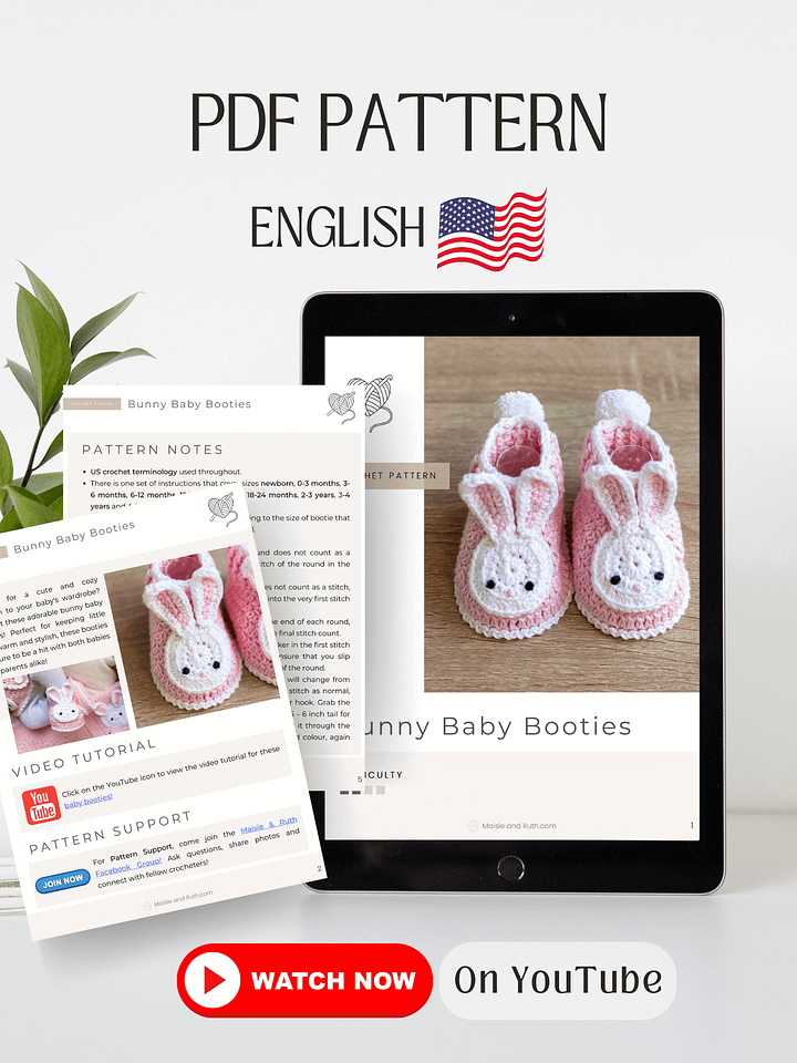 Crochet Pattern: Bunny Baby Booties product image (2)