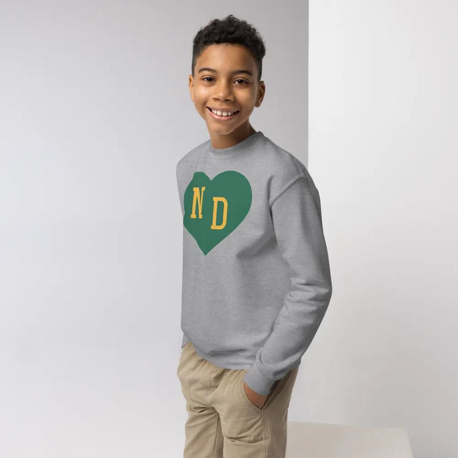 ND Heart Small Green Youth Unisex Sweatshirt product image (2)