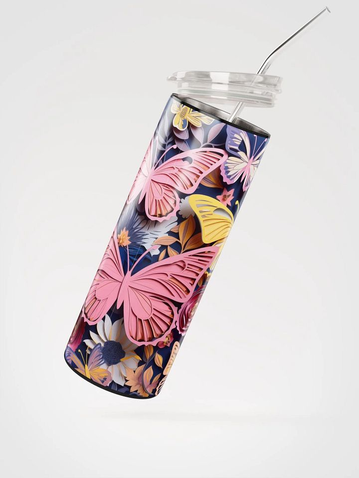 Vibrant Colorful Butterfly Purple Papercut Style Stainless Steel Tumbler product image (2)