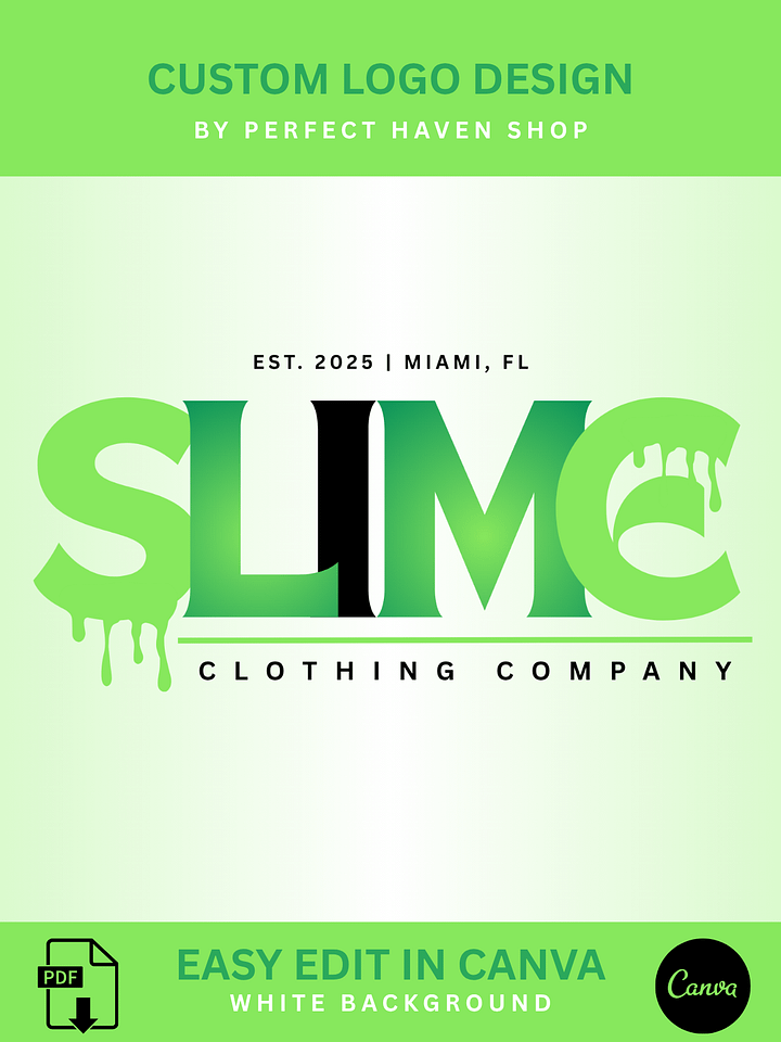 Logo Design - Slime Clothing Company - Digital Download - Edit in Canva product image (1)