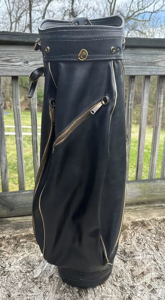 Vintage 1960s GBA GOLF BAG ASSOCIATES Black Leather Trim Walnut Ridge Arkansas product image (5)