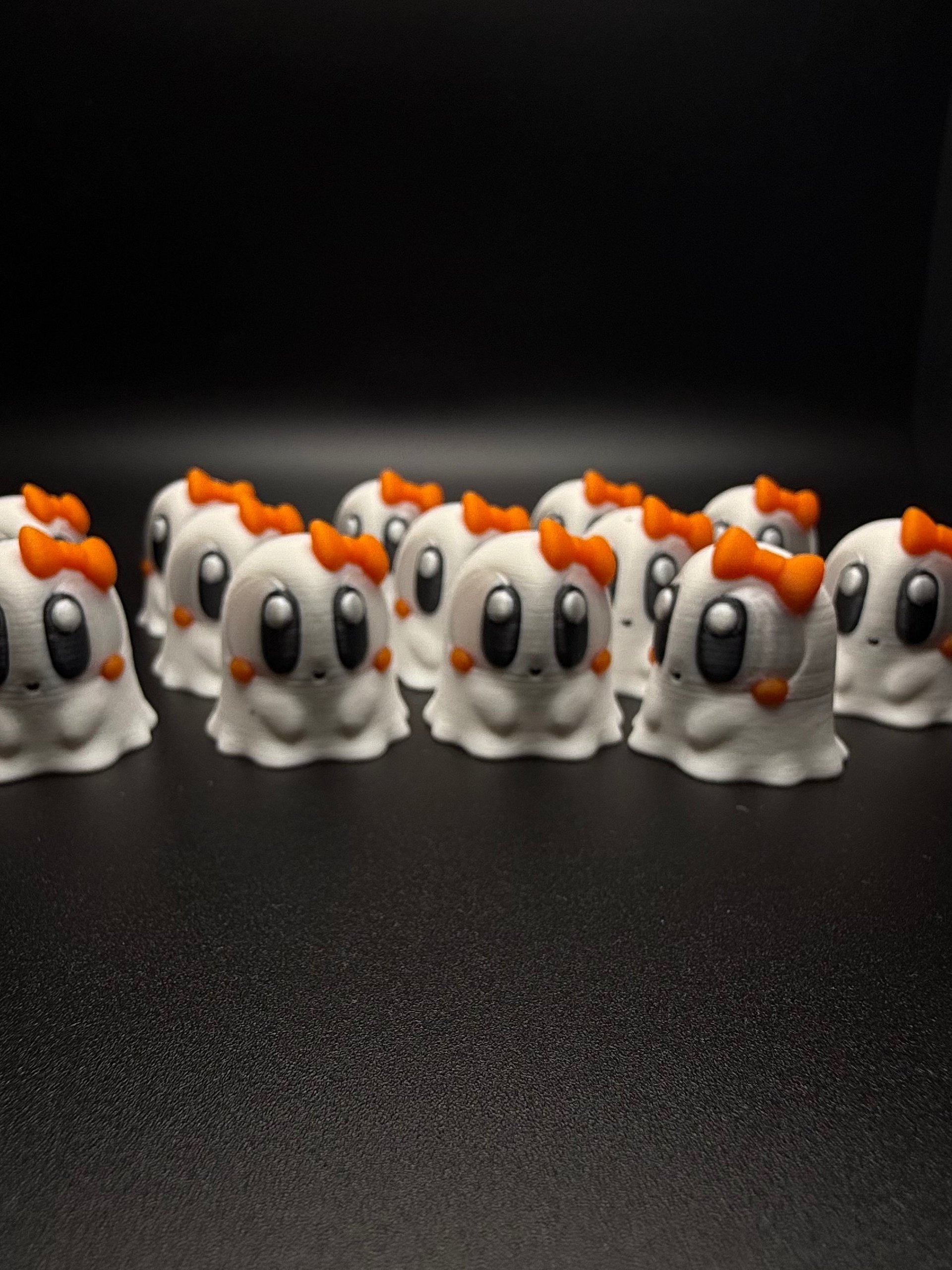 White Mini Ghost With Orange Bow. product image (2)