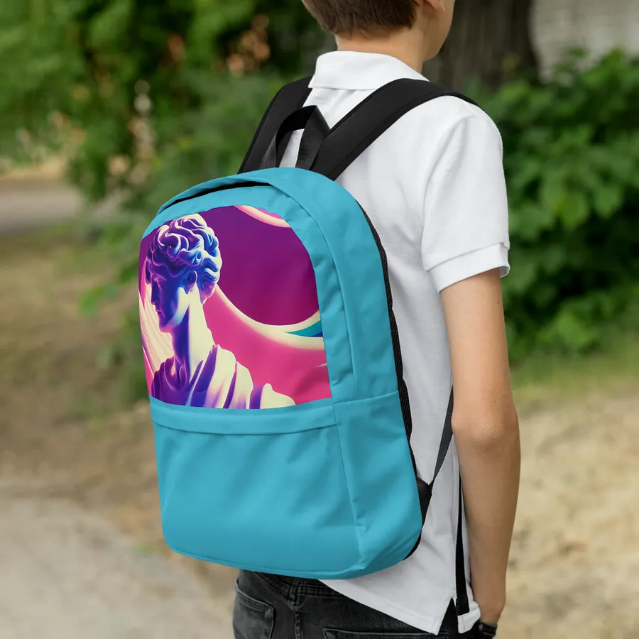 Greek God retrowave city Pop backpack Sky Blue product image (12)