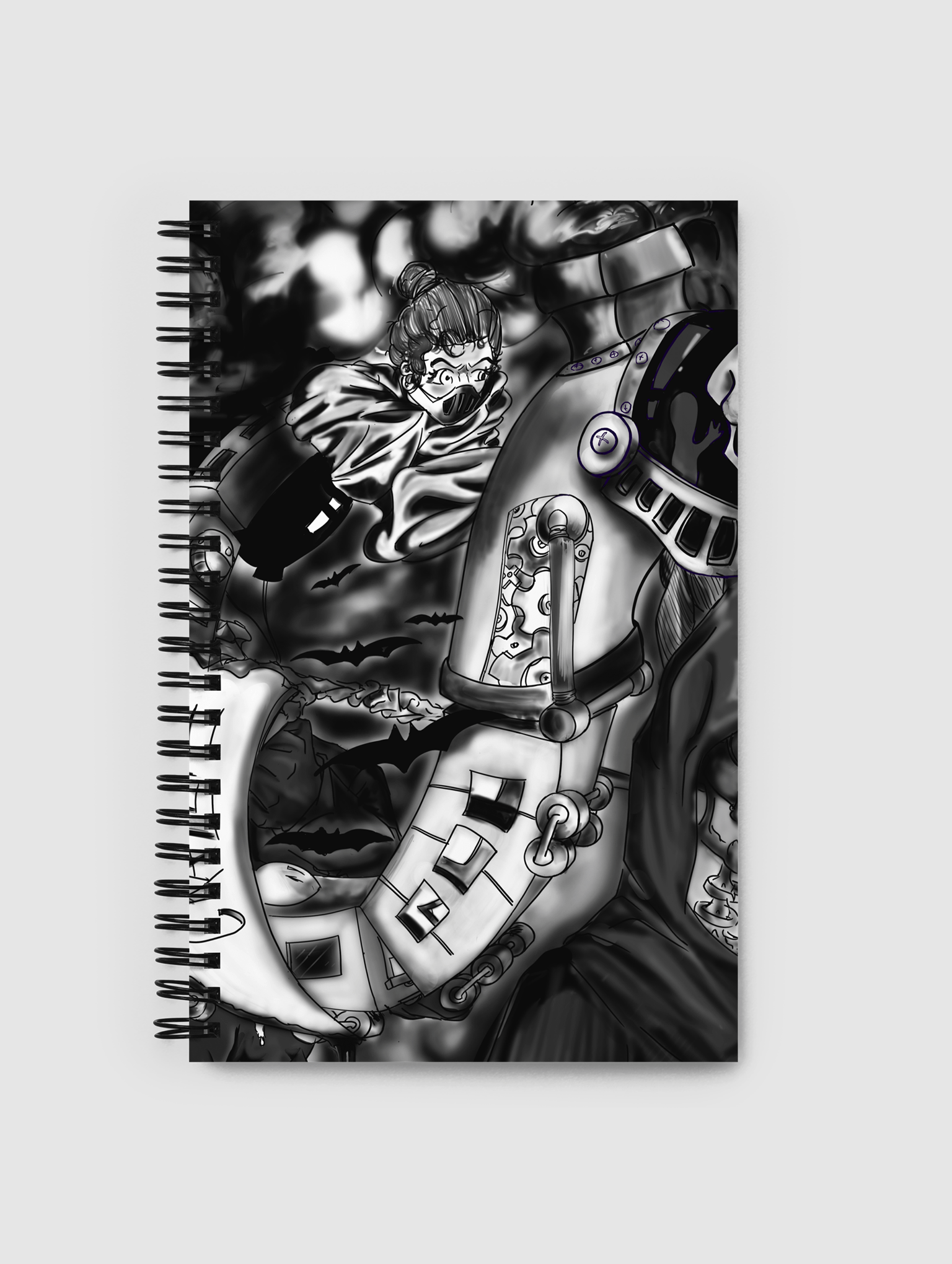 THE ASTRO Dark Edition Spiral notebook (Crazzie Train B&W) product image (1)