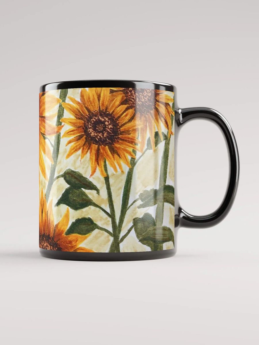SUNFLOWERS black glossy mug product image (5)