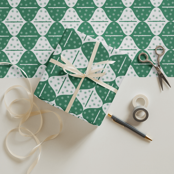 Flutes and Snowflakes - Piccolo - Green Gift Wrap Paper product image (2)