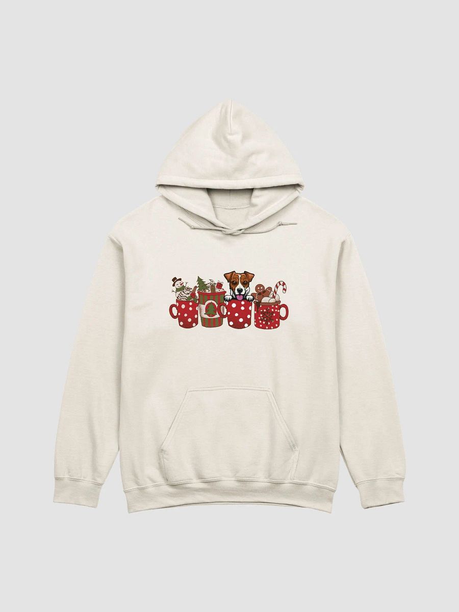 Cute Jack Russell Terrier in a Christmas Cup Hooded Sweatshirt | Funny Christmas JRT Pup in a Cup product image (19)