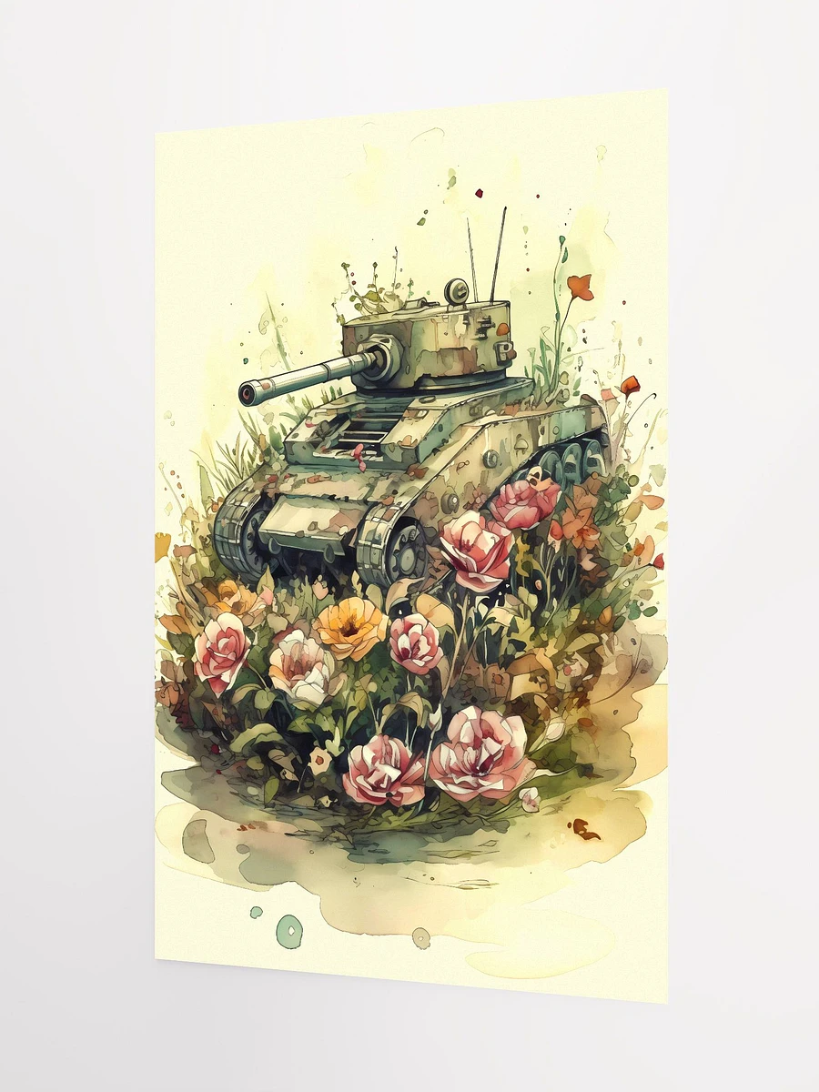 Harmony of Strength and Softness: A Military Tank Amidst Blooming Flowers Poster Matte Posters product image (5)