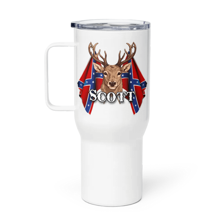 "Scott" Rebel Redneck Deer - Travel Mug w/ Handle product image (1)