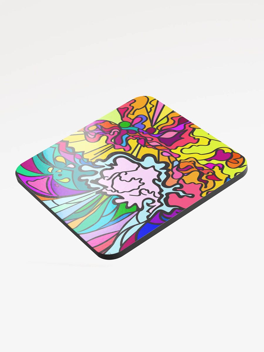 Vibrant Swirls Glossed Cork Coaster – Wave at Sunset product image (3)