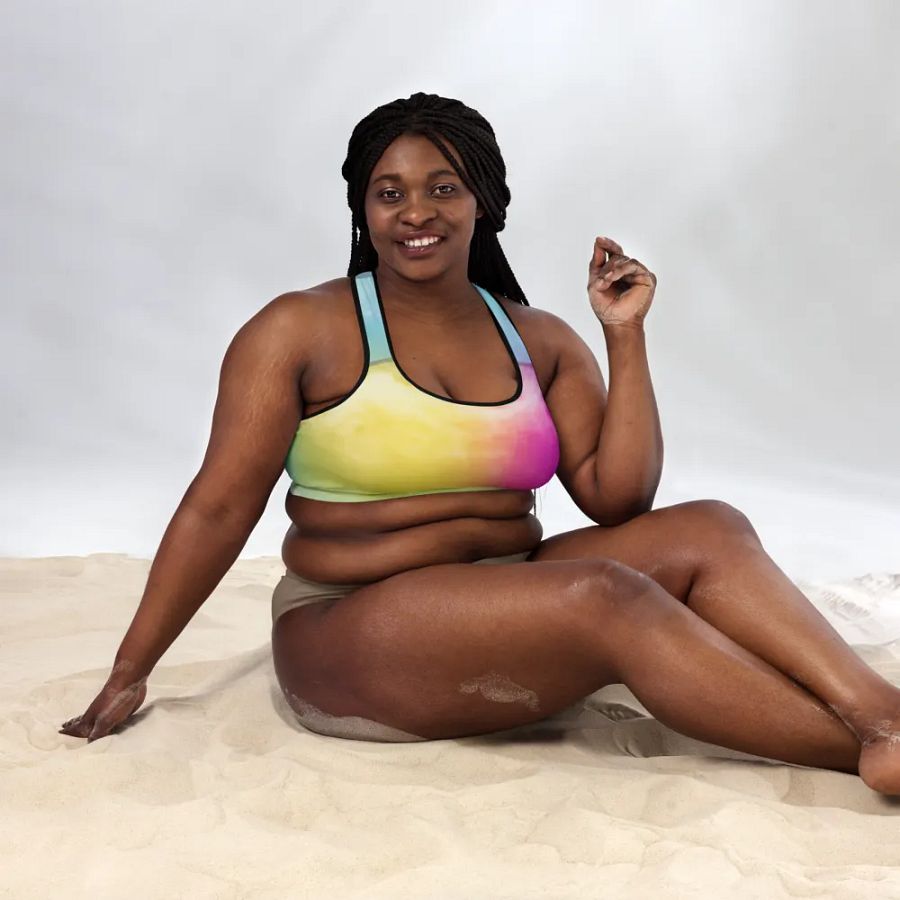 Blur cloud rainbow Design Padded Sports Bra - v3 product image (12)