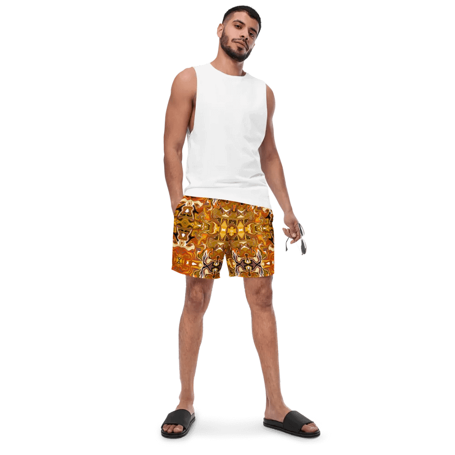 Symmetrical Splendor Brown African Inspired Design Swim Trunks product image (6)