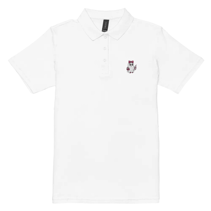 Cute Ghost Embroidered Semi-Fitted Women's Cotton Polo Shirt product image (1)
