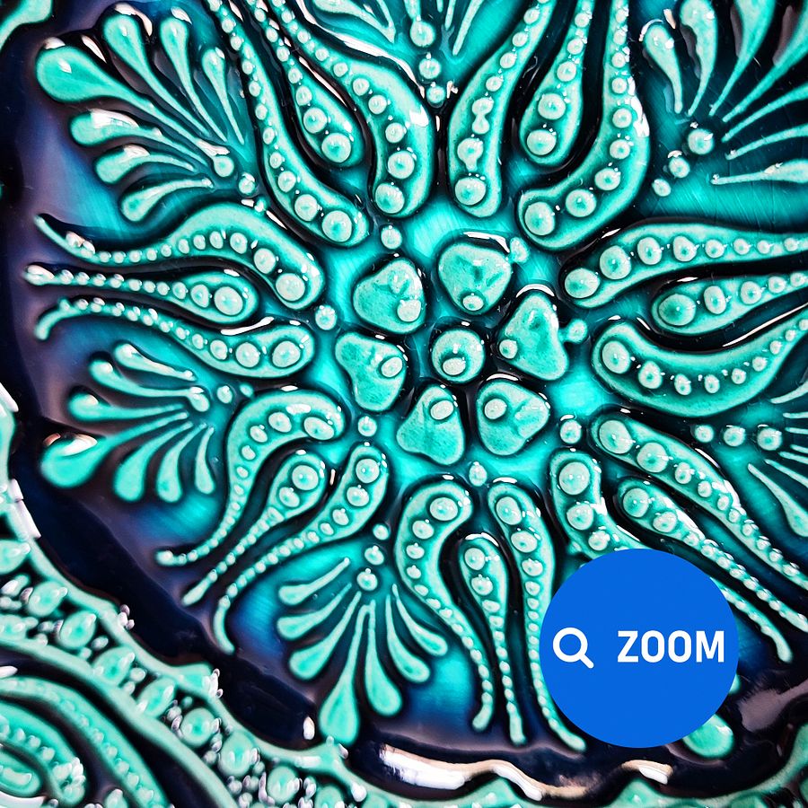 Ceramic turquoise plate, turquoise/green/emerald — handmade pottery product image (5)