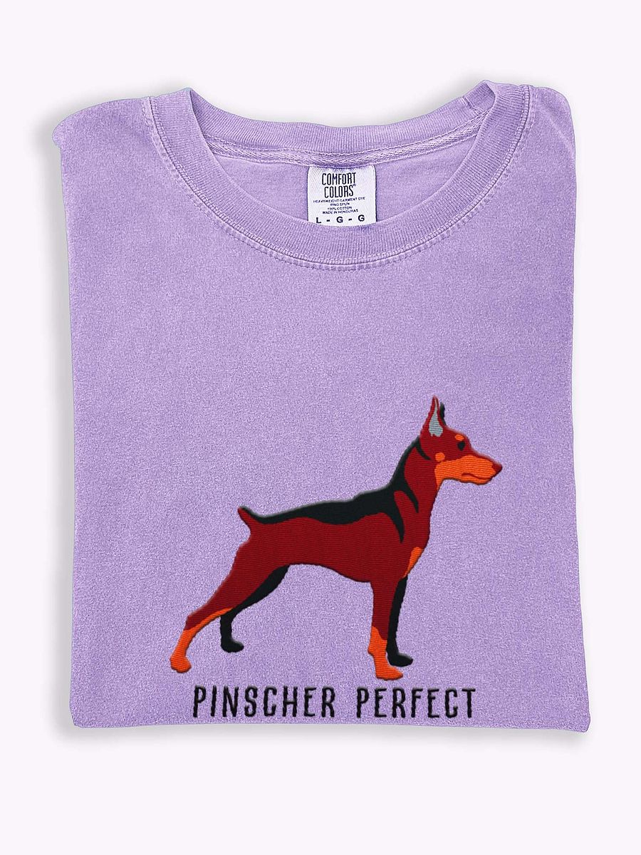 Pinscher Perfect T-Shirt(Embroidered) of a Mini Pinscher(Red & Tan) product image (1)