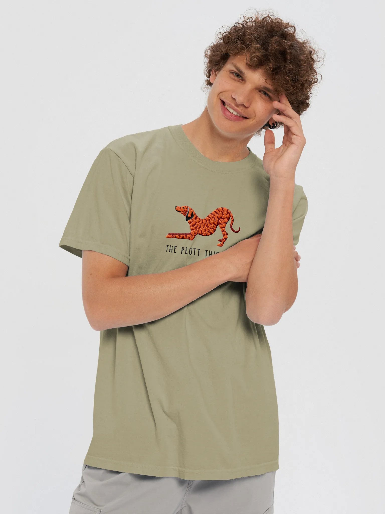 The Plott Thickens T-Shirt(Embroidered) of a Plott Hound(Red Brindle) product image (2)
