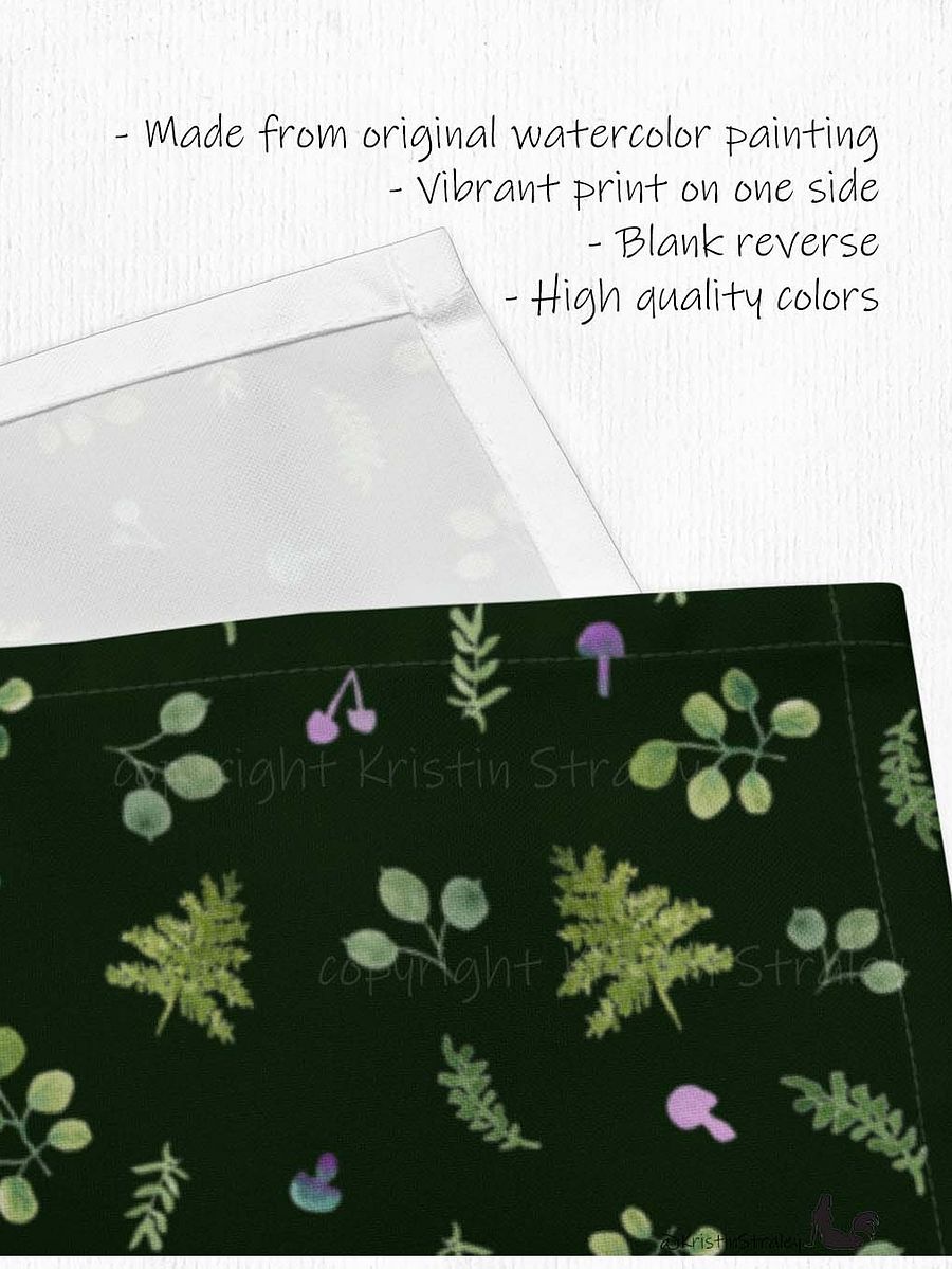 Woodland Ferns & Mushrooms on Dark Green Cloth Napkin Set of 4 product image (3)