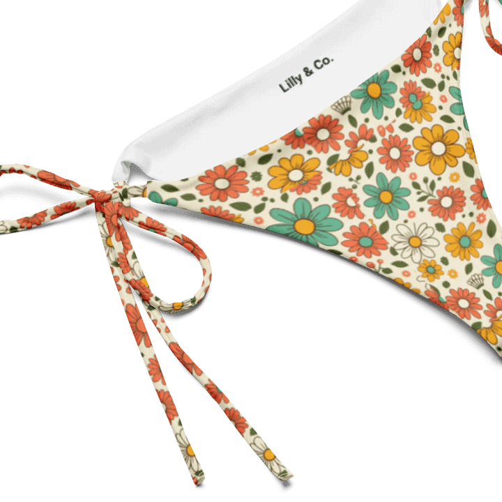 Retro Bloom String Bikini Bottoms – Groovy Florals & Tie-Side Fun product image (2)