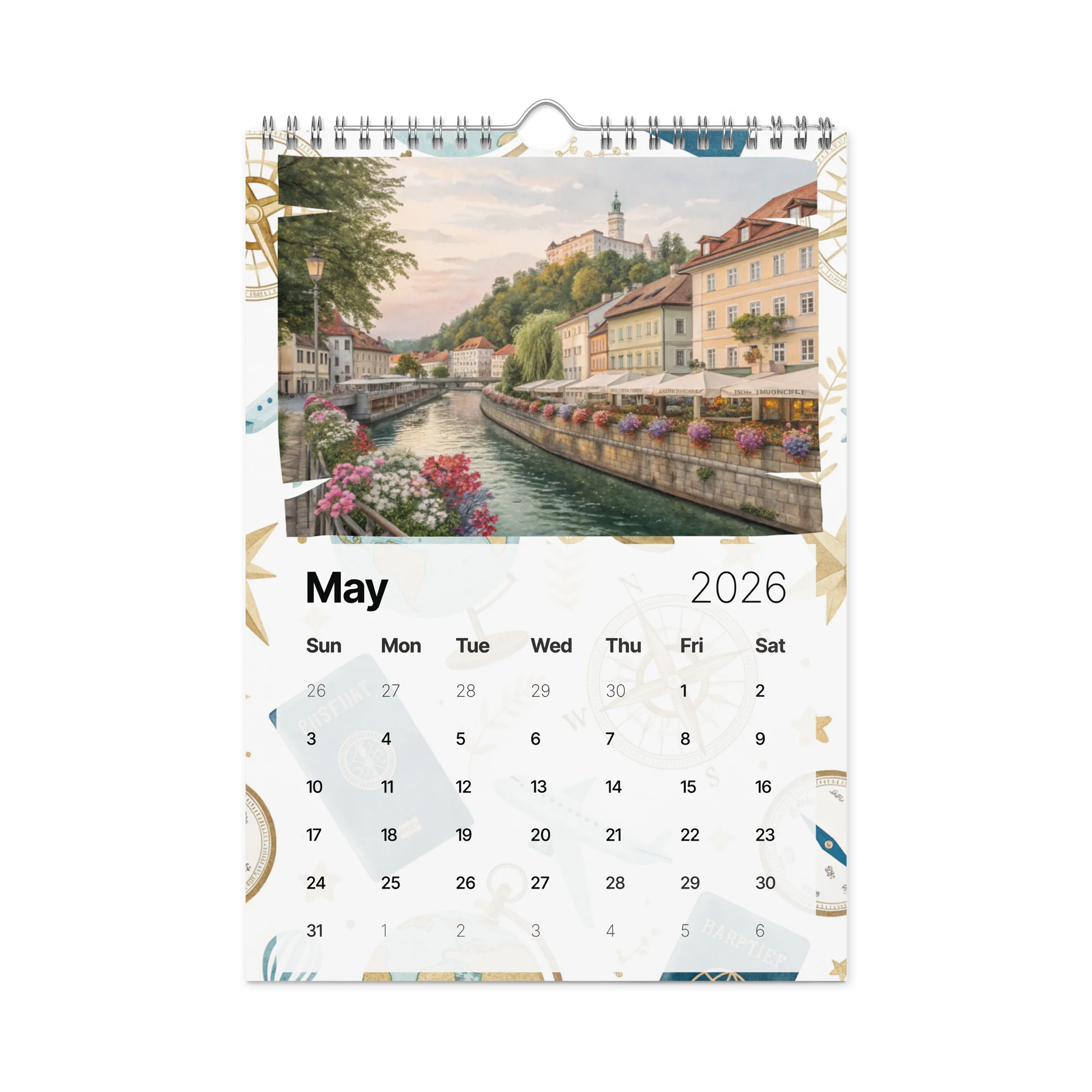 World Capitals Wall Calendar 2026 – Watercolor Journey Through 12 Hidden Gems Around the Globe product image (10)