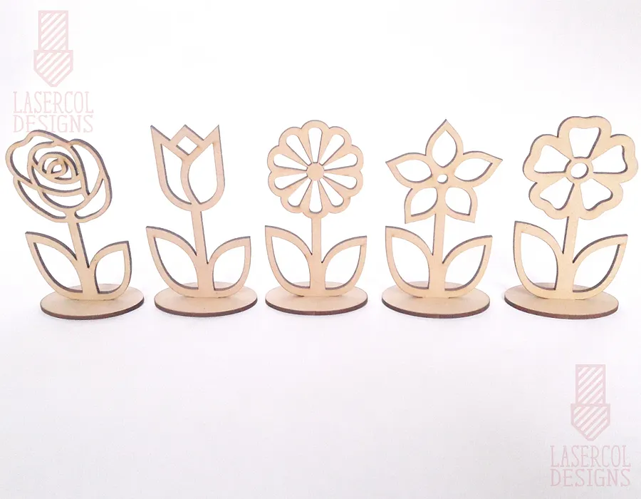 Flowers - Set 1 - (Two Sizes, Five Styles) - Laser Cut Files product image (3)