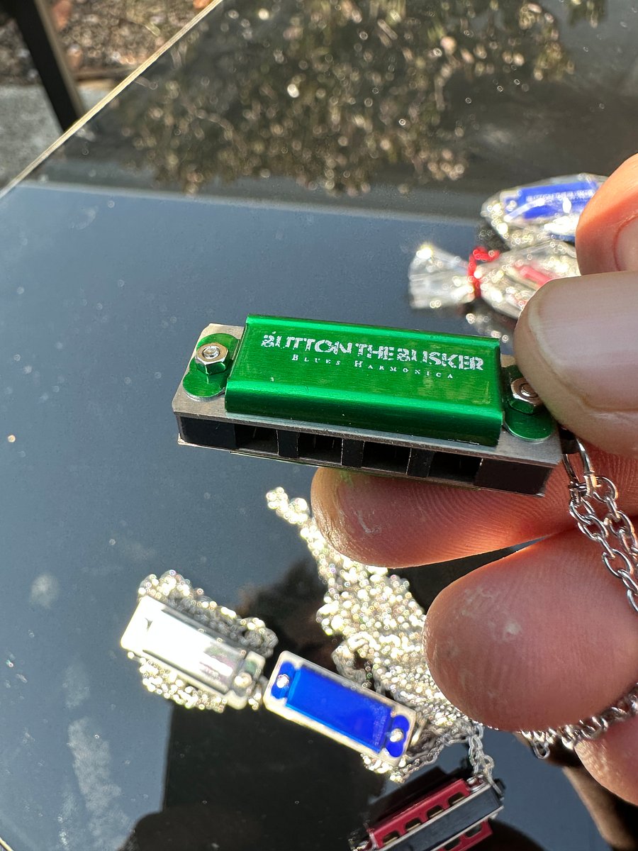 SIGNED Button the Busker Blues Harmonica + 4 Mini Harmonica Keychain/Necklace product image (4)