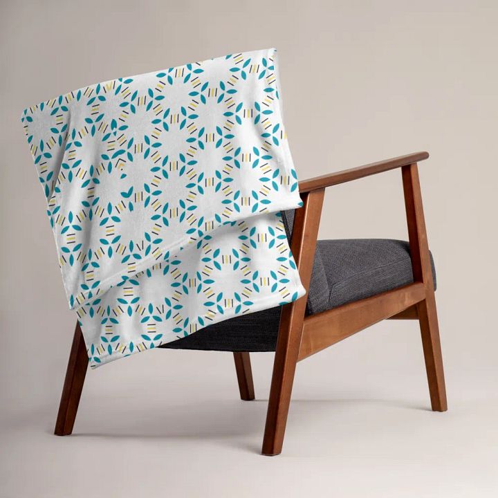 Harmony Hues Throw: Teal, White & Yellow product image (1)