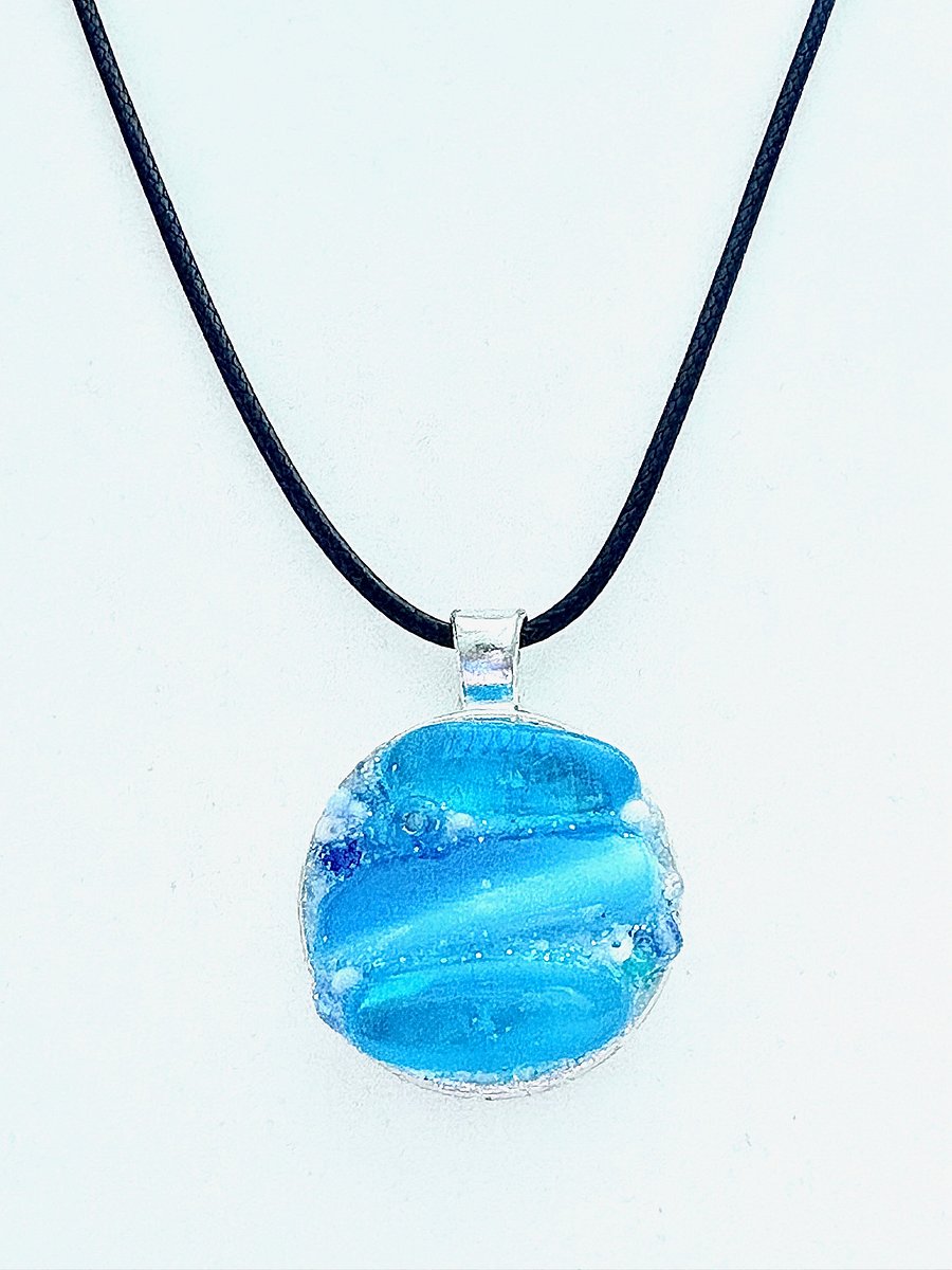 Coastal Calm Horizon Pendant Necklace | Handmade Glass Art Jewelry | Monique Faella Designs™ | MFD-00210 product image (3)