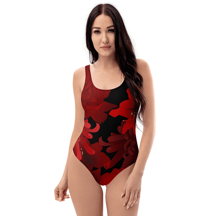 Vibrant Red Floral Swimsuit product image (1)
