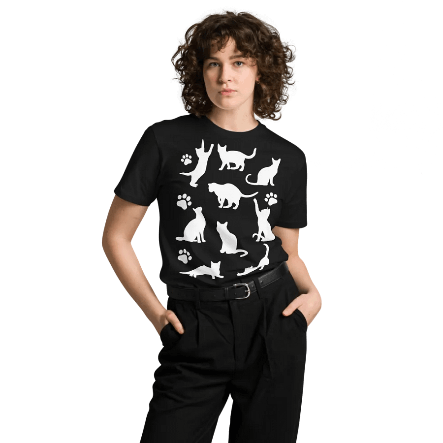 Cat Lover's Dream T-Shirt: Silhouette Collection of Cats in Playful Poses product image (8)