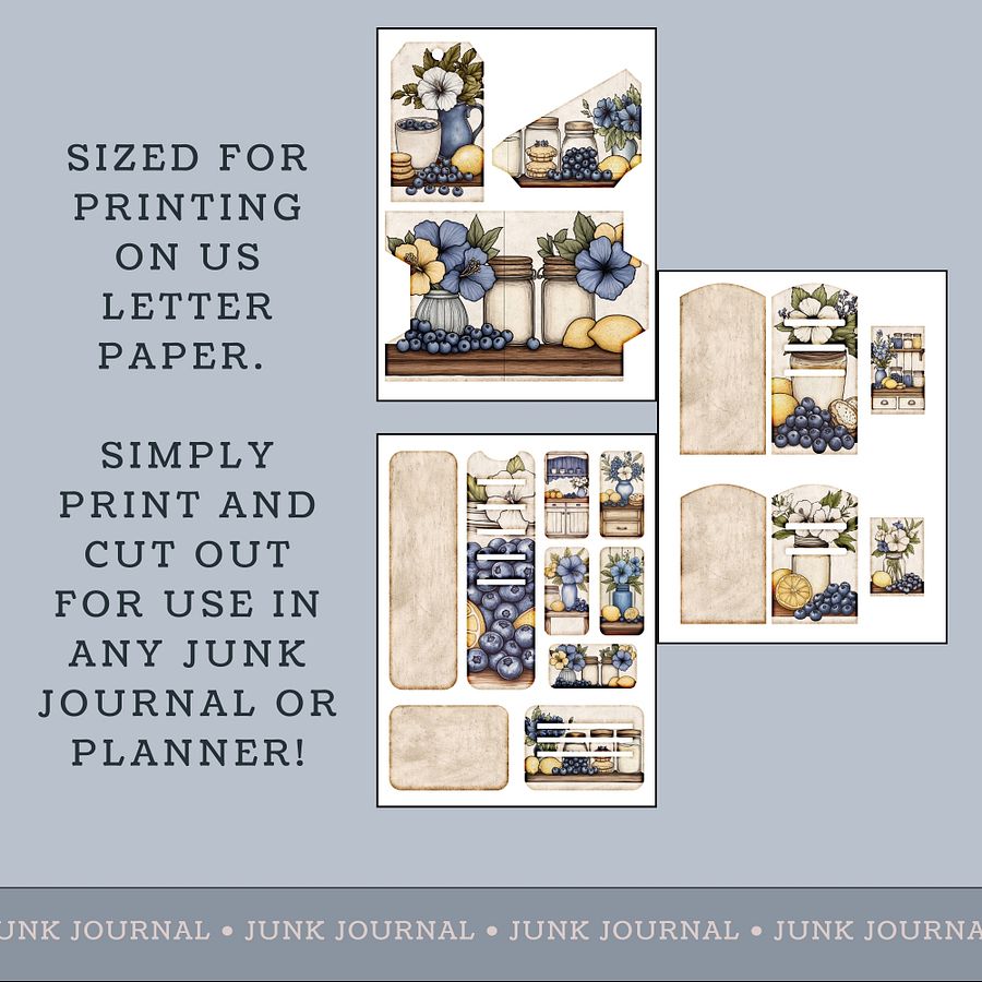 Blueberry Lemon Hibiscus - Printable Ephemera Set 2 V9 product image (3)