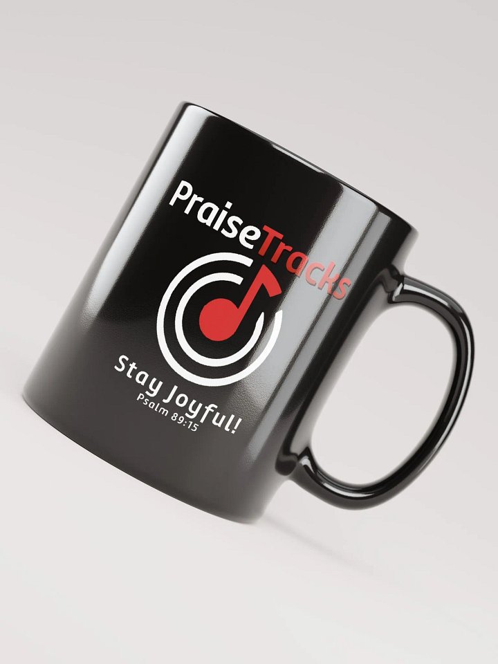 PraiseTracks Logo Glossy Black Coffee Mug | Left Handed product image (1)