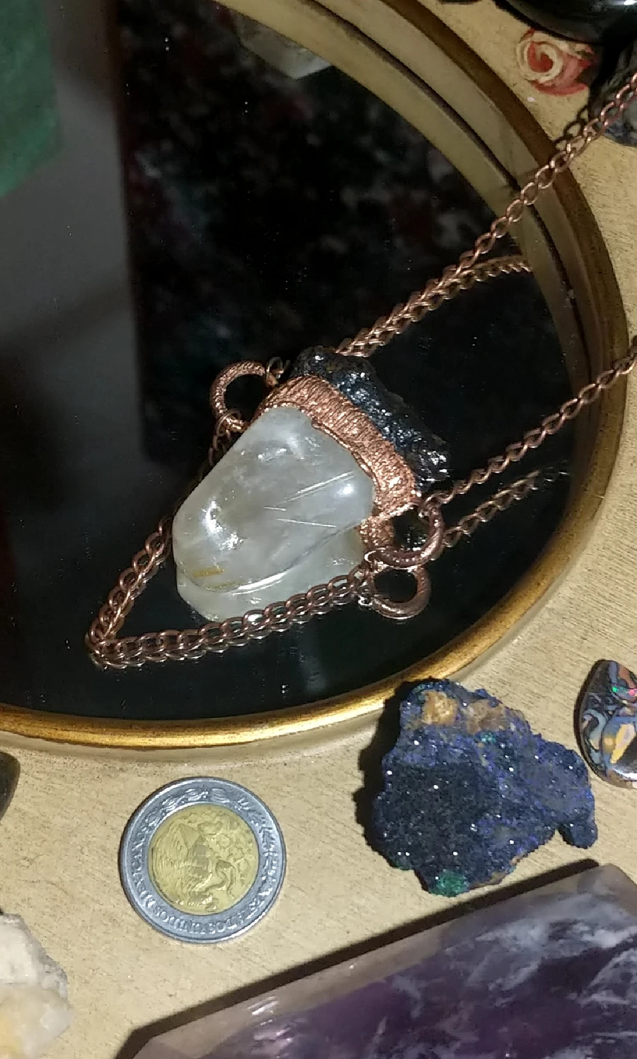 Rutile Quartz & Baltic Amber Amulet product image (4)